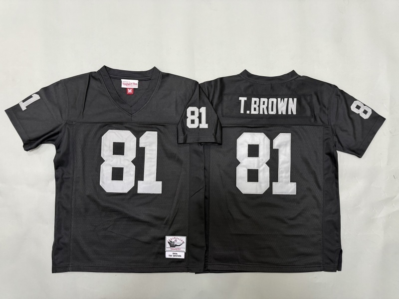 Youth Oakland Raiders #81 T.Brown Black Throwback Limited Nike NFL Jersey 01->youth nfl jersey->Youth Jersey